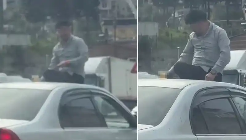 Trafikte İnanılmaz Olay: Otomobil Üzerinde Eğlencenin Doruk Noktası!