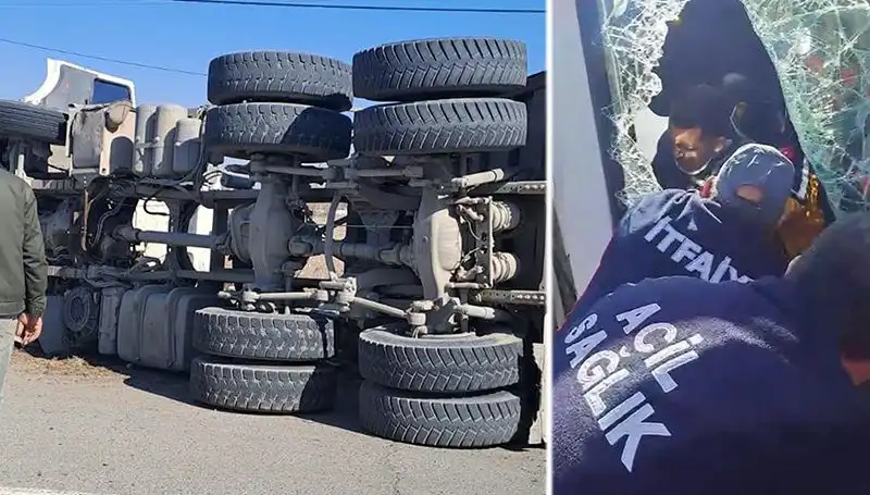 Virajı Alamayan Kamyon Yolda Tehlike Saçtı, Sürücüler Panik Oldu