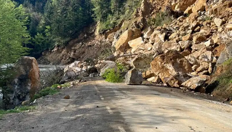 Giresun'da Meydana Gelen Heyelan Yol Ulaşımını Kapattı, Durum Ciddi!