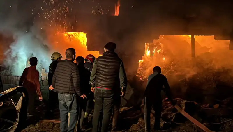 Bolu'da Yangın Korkusu: Ahırda Çıkan Alevler Herkesi Panikletiyor